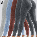 5 Pack Women's Hip Lifting Seamless Sexy V Back Sports Yoga Leggings High Waisted Stretch Fitness Pants Outdoor Running Skinny Sweatpants