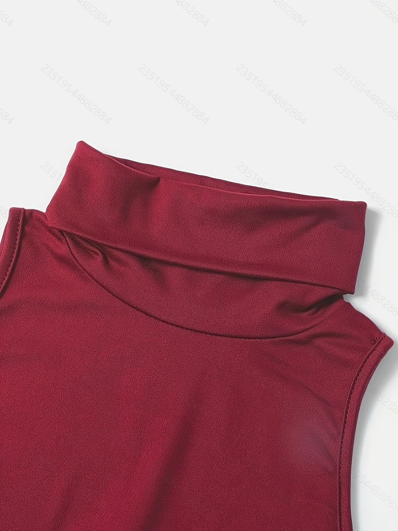 Elegant Women'S High-Neck Bodycon Dress | Long Sleeve, Sleeveless | Solid Color, Stretch Fit | Quilted Design | Perfect for Spring & Fall | Includes Stylish Handbag | Polyester & Elastane Blend, Long Sleeve Dres