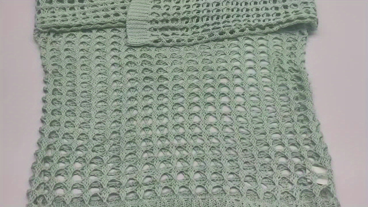 [Beach-Ready] Women's Crochet Knit Top | Long Sleeve | Polyester | Breathable | Casual | Spring & Summer