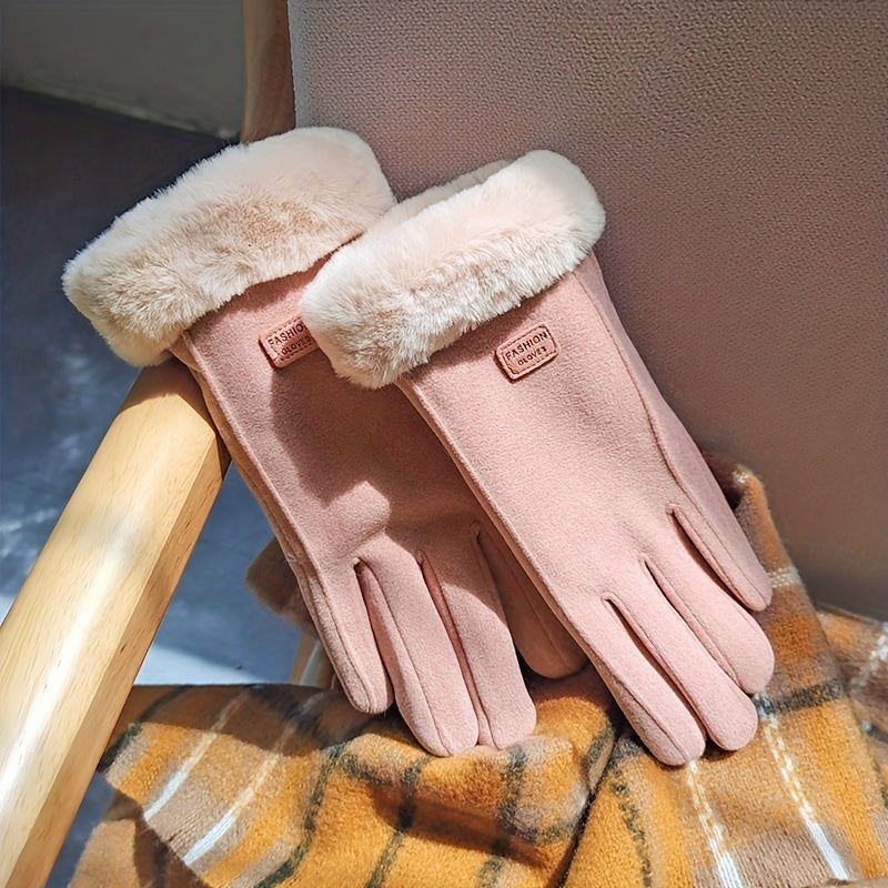 1 pair of all finger warm bicycle gloves - windproof,, stylish Women's winter gloves - hand wash only, perfect for autumn and winter seasons, the perfect gift for women