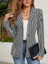 Chic Houndstooth Blazer for Women - Fashionable Button Front, Stylish Lapel Collar, Versatile Long Sleeves - Perfect Casual Everyday Wear with Premium Quality Print Design