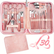 Ladies Manicure Set Professional Set Nail Clipper Pedicure Set - 30in1 Stainless Steel Manicure Set, Beauty Nail Care Set With Luxury Organizing Box Rose Golden