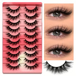 GROINNEYA 6/10 Pairs Manga Lashes Faux Mink Eyelashes Cat Eye Eyelashes Natural Full False Eyelashes Volumized Eyelash Extension Travel Essentials Makeup Tool