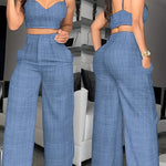 Suit Vest High Waist Wide Leg Casual Trousers for Women