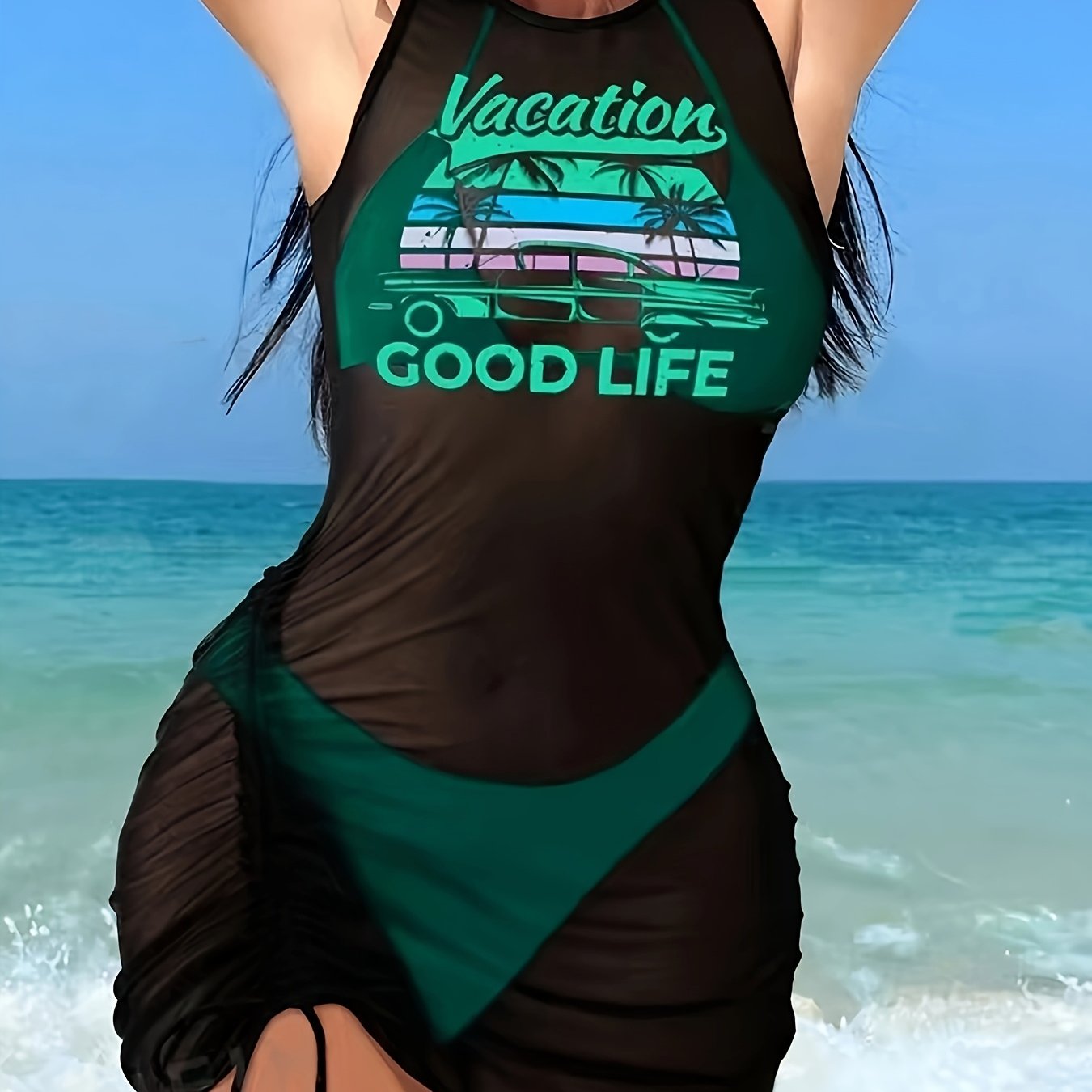 [Sexy Rope Bikini] Three-Piece Stylish Sexy Rope Bikini Set - Beach Vacation Cover Swimsuit for Women