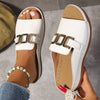 2024 Chic Women's Slide Sandals - Versatile & Durable, Open Toe with Wedge Heel, PU Cover, Strappy Sandals