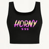 Women's Sexy Deep Scoop Neck Seamless Cropped Tank Top - Soft Stretch Letter Print Yoga Top for Spring Summer Fall, Breathable Casual Wear & Gym Workout Shirt, Curvy Plus Tank Tops, Seasonal Fashion, Offshoulder Fashion, Smoo