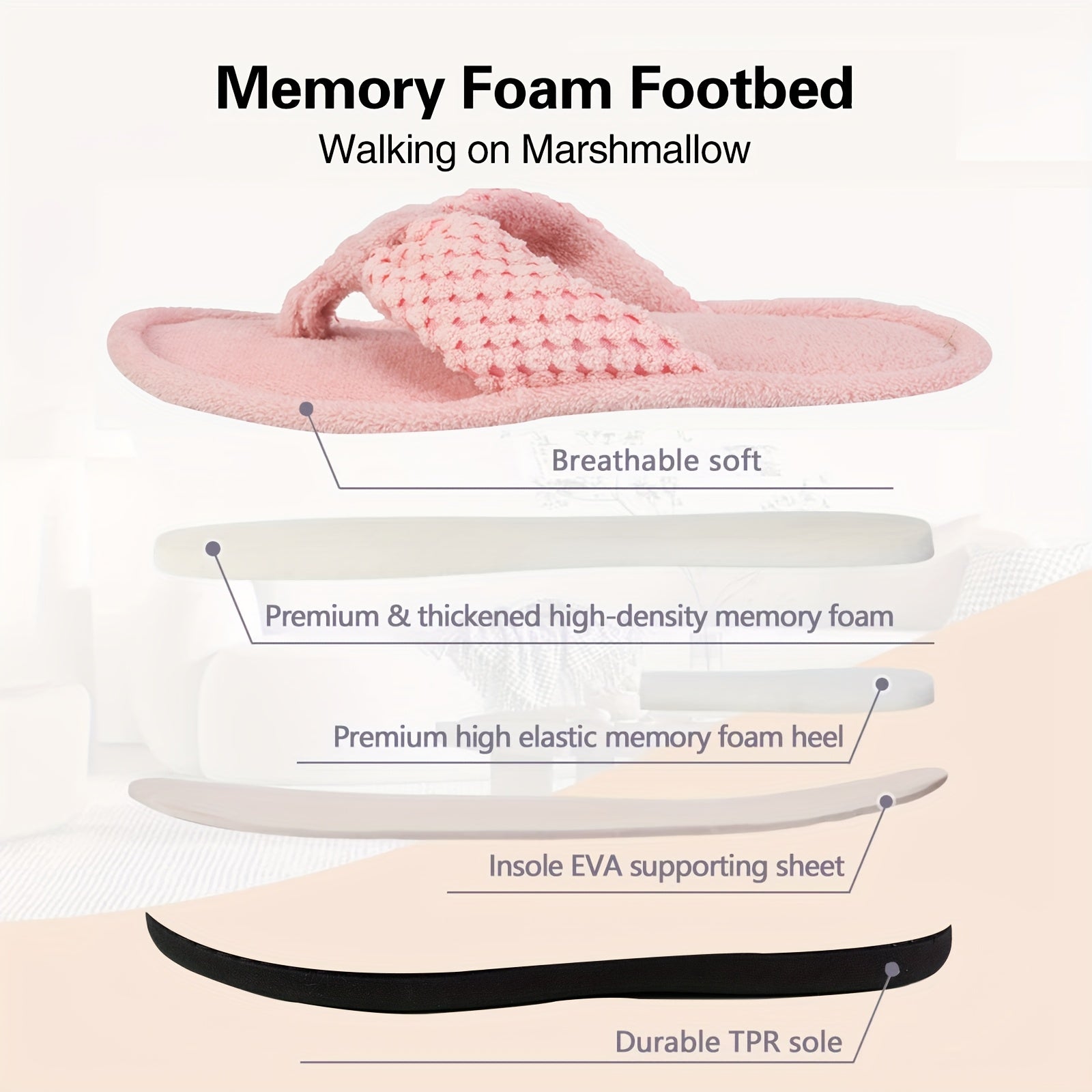Women'S Slides, Comfortable Soft Sole Flat Slippers, All-Season Solid Color Fabric Upper & Inner, TPR Sole, Machine Washable, Home Floor Slip-On Shoes