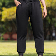 LSYTQRW Unisex Casual Sweatpants, 100% Polyester Knit Fabric, Solid Color, Loose Fit with Drawstring Waist, Long Length, Belted, for Weekend Wear - Fall/Winter Collection