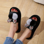 Bunny'S Honey Girl Cartoon Plush Slippers, Soft EVA Sole, All-Season Comfortable Slip-on House Shoes, Hand Washable Fabric Upper/Inner, Warm Winter Indoor Footwear