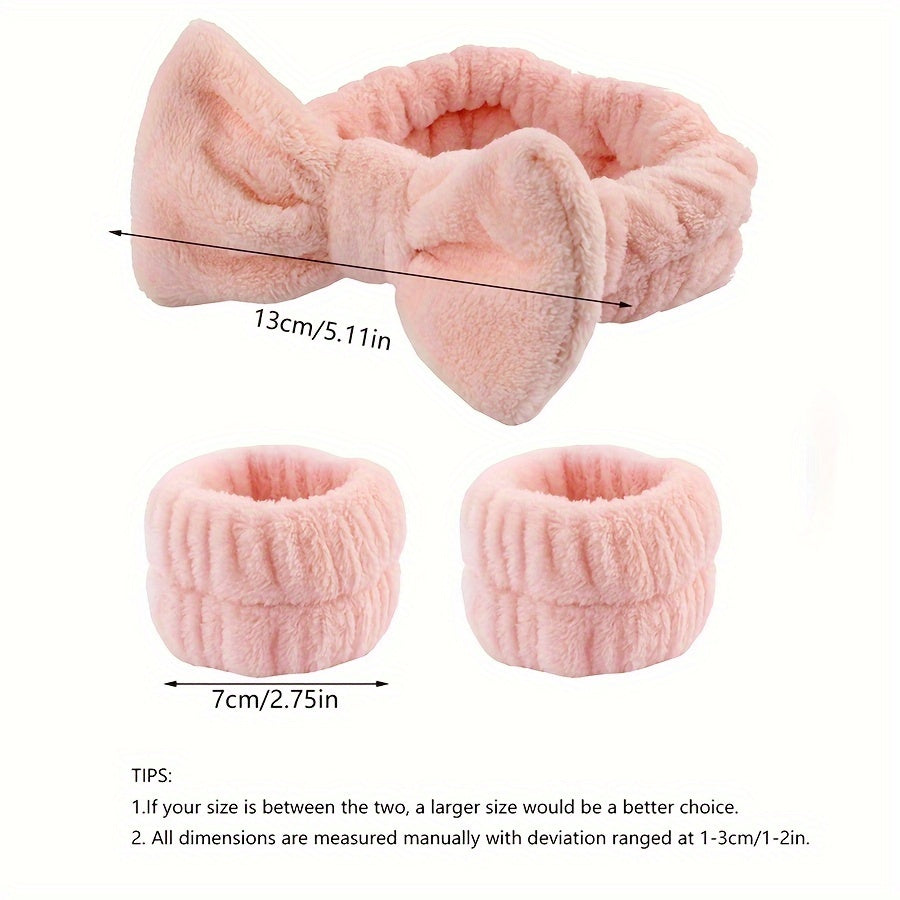 24pcs/Set Luxurious Plush Headbands & Wristbands - Super-Soft Coral Fleece for Pampering Skincare, Face Washing, and Spa Days - Stylish Set for Women & Girls - Perfect Daily Use and Gift Choice