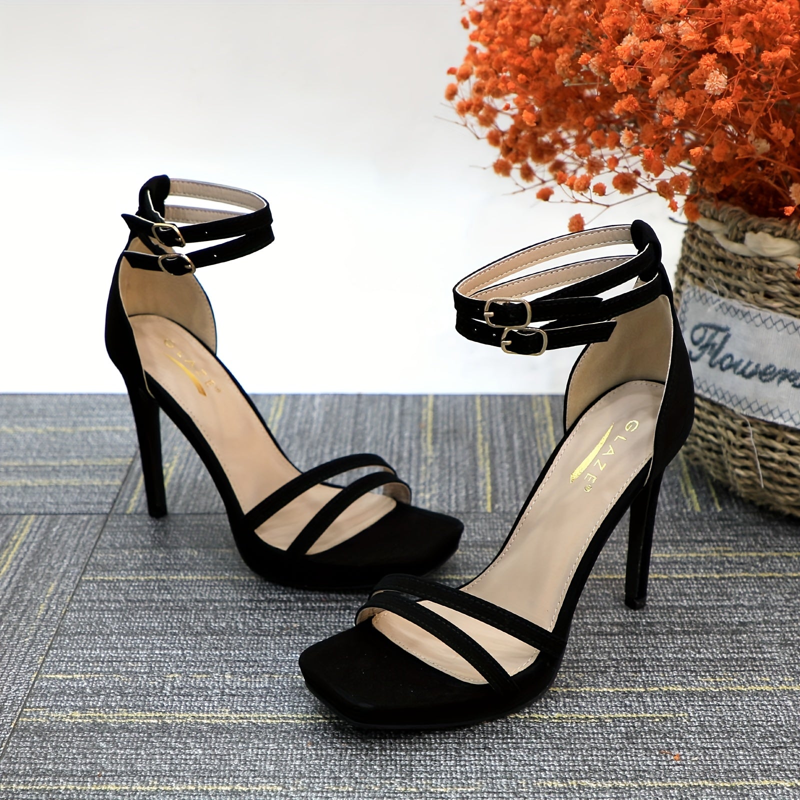 Elegant Red Stiletto Sandals for Women - 4.3" High Heel, Open Toe with Ankle Strap & Buckle Detailing, Breathable PU Cover Pumps for Parties, Weddings, and Daily Wear, Stiletto Heels
