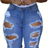Ripped Cuffed Hem Bermuda Denim Shorts, Distressed Washed Blue Denim Shorts, Women's Denim Jeans & Clothing