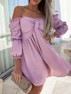 Charming Off Shoulder Dress - Lightweight & Flattering Solid Style for Summer & Spring - Fashionable Womens Clothing