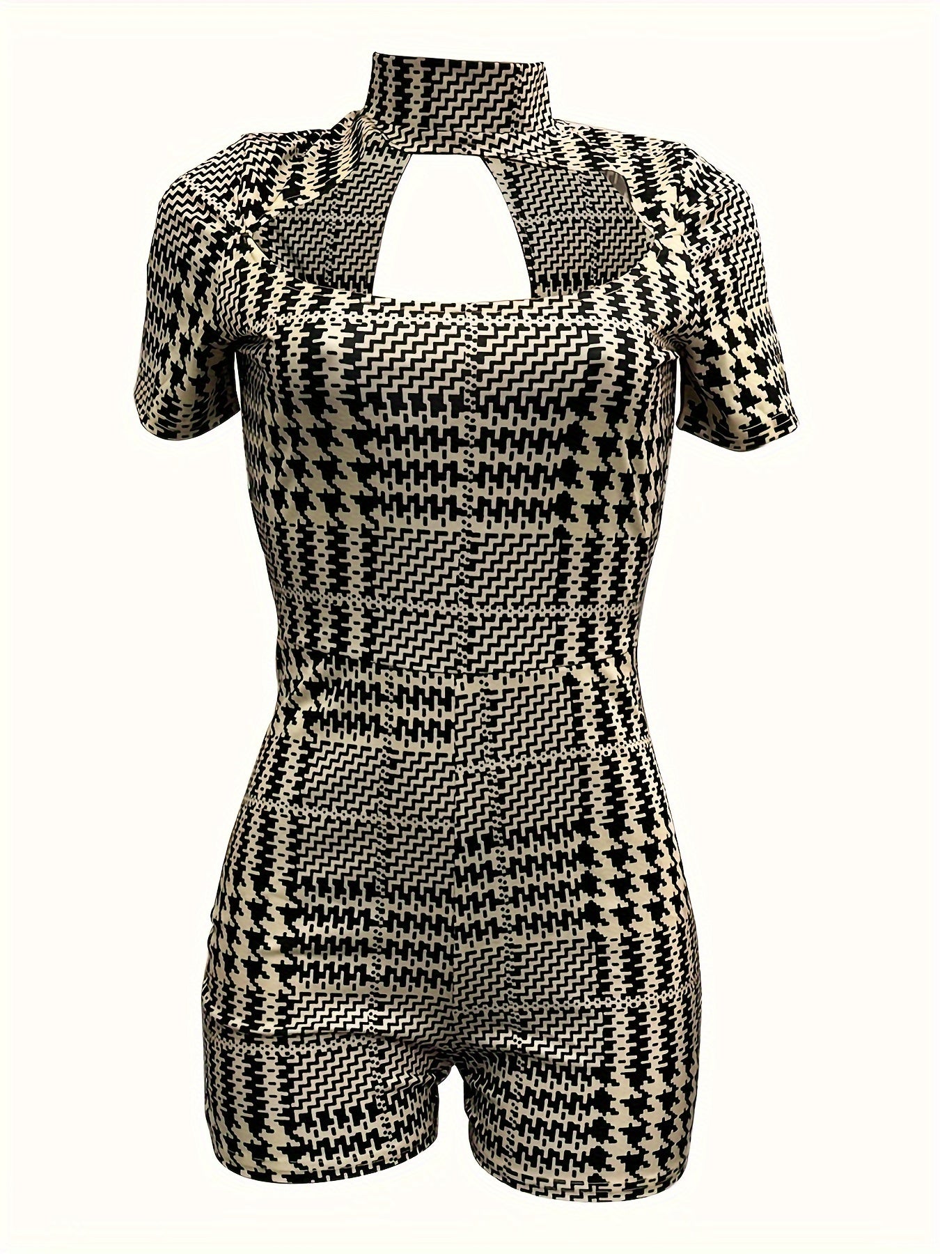 Women'S Y2K-Inspired Black and White Print Jumpsuit with Cut-Out Detail - Sexy, Sleeveless, High-Waisted, Summer Fashion for Adults, Adult Fashion Jumpsuit | Playful Fashion | Highwaisted Jumpsuit