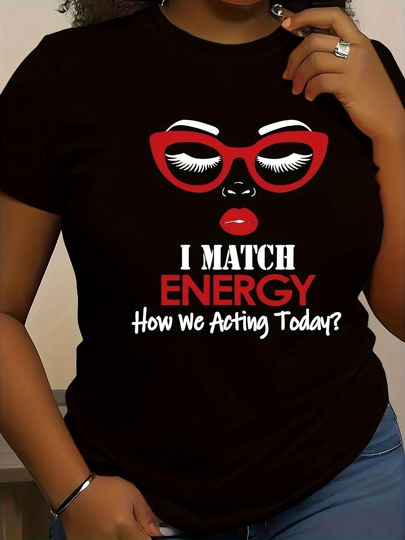 Graphic Print Crew Neck T-shirt, Short Sleeve Casual Top For Spring & Summer, Women's Clothing