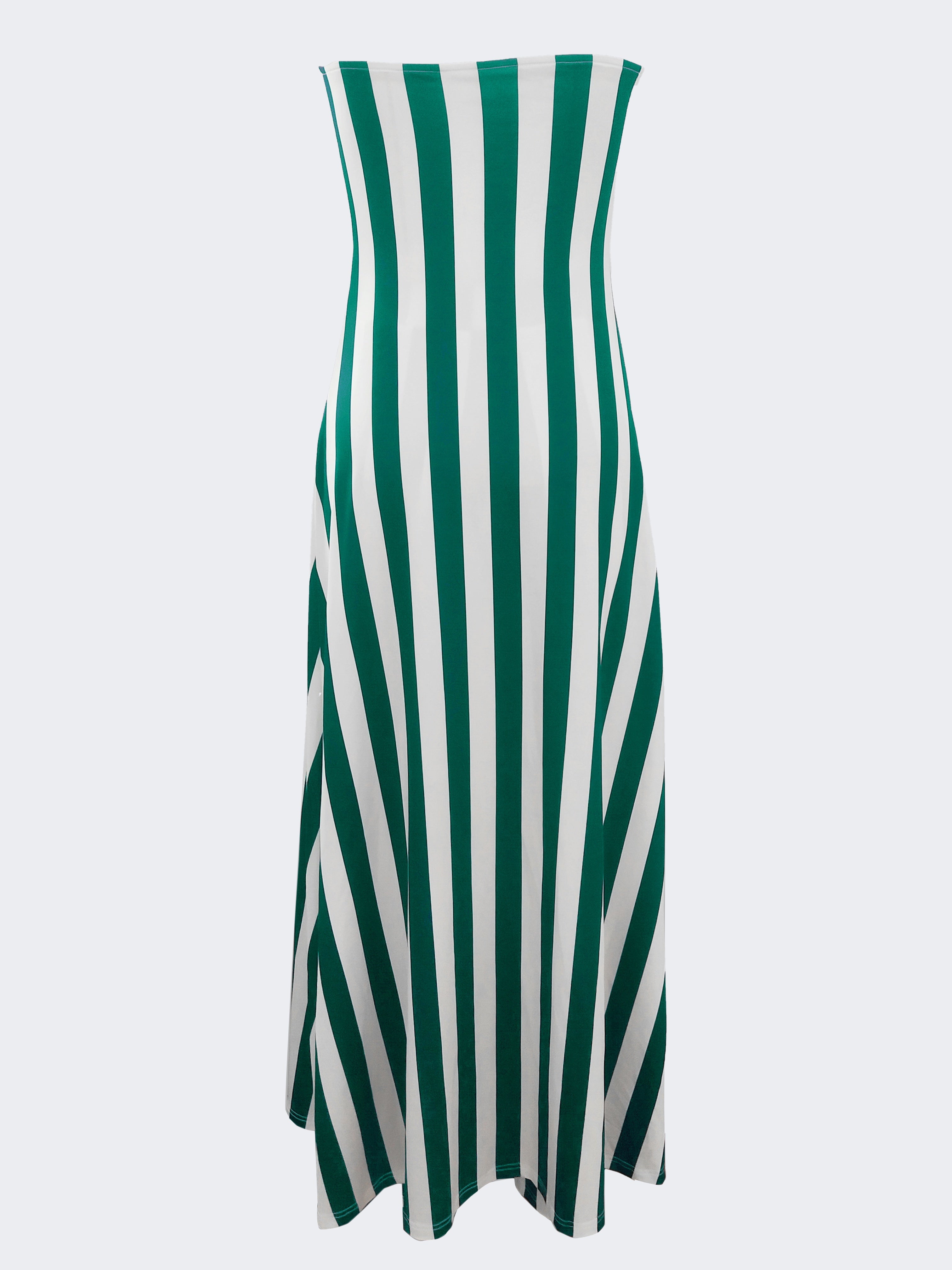 Casual Stripe Print Pants Set, Sweetheart Neck Split Hem Longline Tube Top & High Waist Flare Leg Pants Outfits, Women's Clothing