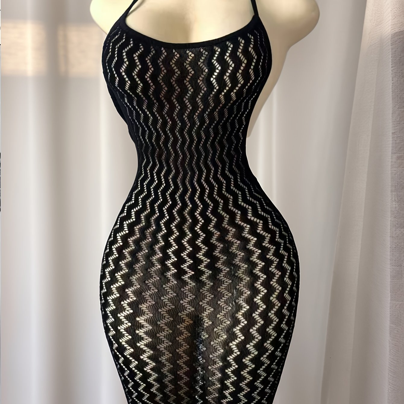 Sexy Hollow-Out Valentine'S Day Women'S Sheer Halter Bodycon Dress Beach Cover-Up for Vacation Music Festival Beach Mesh.