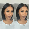 Glueless 13x4 Lace Frontal Wig Brazilian Human Hair Straight Bob Cut 150% Density Preplucked Natural Hairline & Bangs No Maintenance Elegant Wigs for Women All Ethnicities Every Occasion, Hair Wig, Versatile Hairpiece, Sleek
