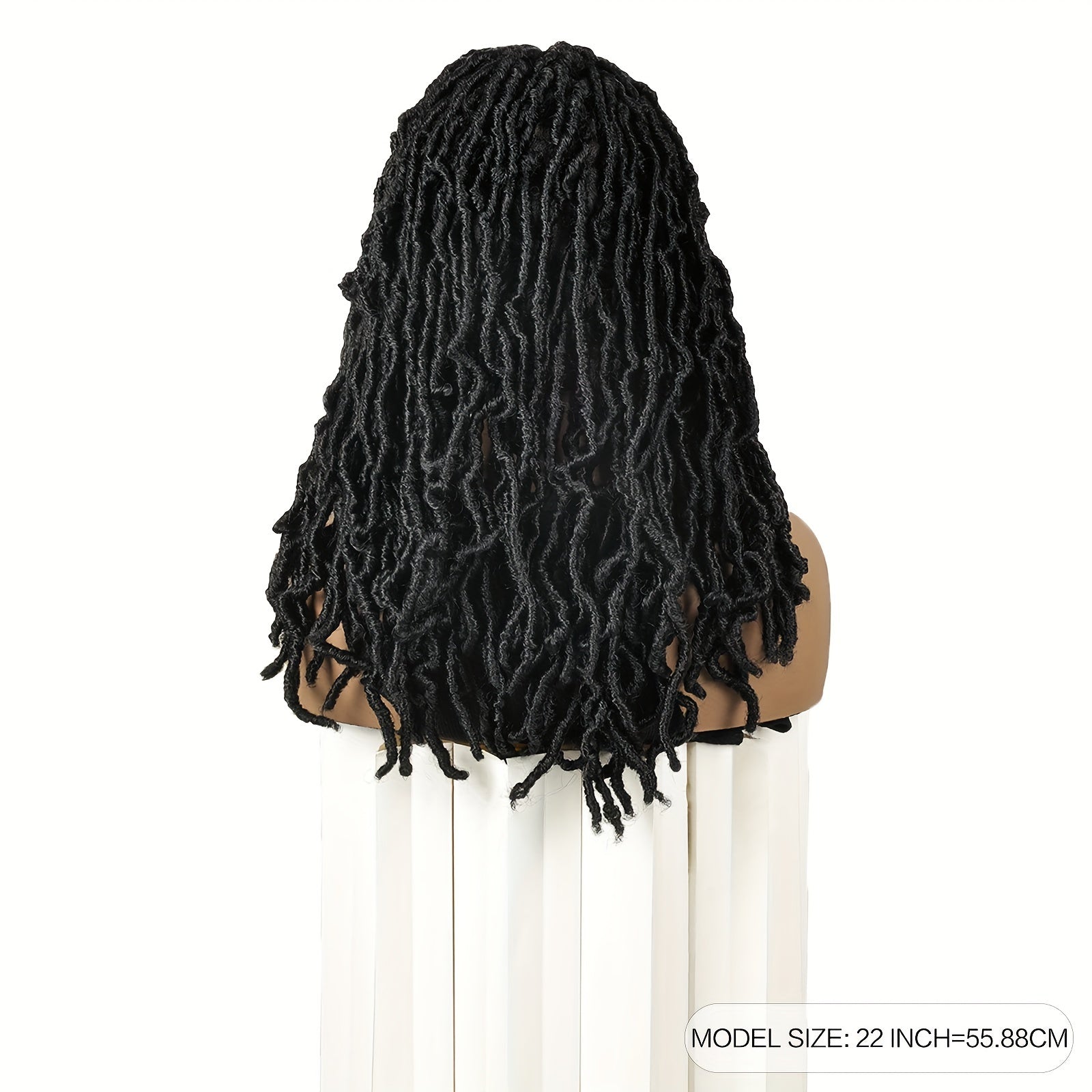 Knotless Braided Wigs Faux Locs Wigs for Women Handmade Full Double Lace Front Braid Wigs Synthetic Lace Frontal Wig Braid Hair Wig 22 Inch