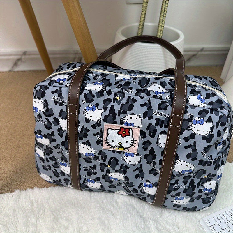1 Sanrio for hello kitty Duffel Bag - Spacious Zipper Shoulder Tote with Vibrant Cat & Star Patterns, Durable Oxford Cloth, Perfect for Shopping & Daily Use | Ideal for Women, Everyday Tote Bag|Playful Accessory|Zippered Clos