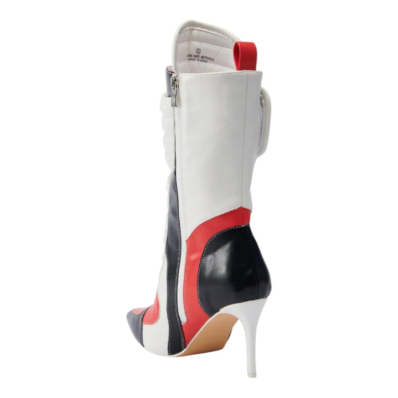 Women's Pointed Toe Heel Boots Stiletto Heels Mid-Calf Boots Zipper Boots Booties