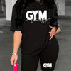 Women'S Gym-Themed Two-Piece Set - "GYM" Print T-Shirt & Shorts, Casual Polyester Athletic Wear for Spring/Summer, Gym Gear|Casual Gym Wear|Polyester Fabric