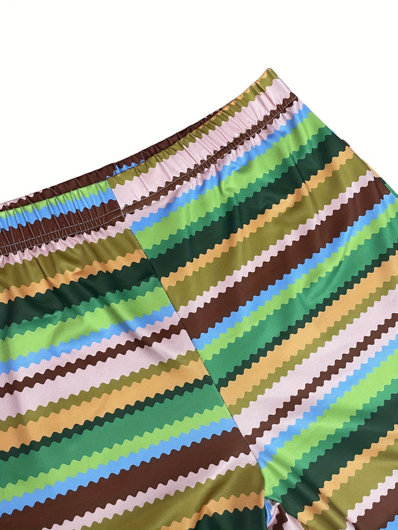Colorful Striped Skinny Pants - Y2K High Waist Every Day Stretchy Pants - Women's Clothing - Stretchy Fabric - For Casual Wear - Perfect Gift for Fashionable Women