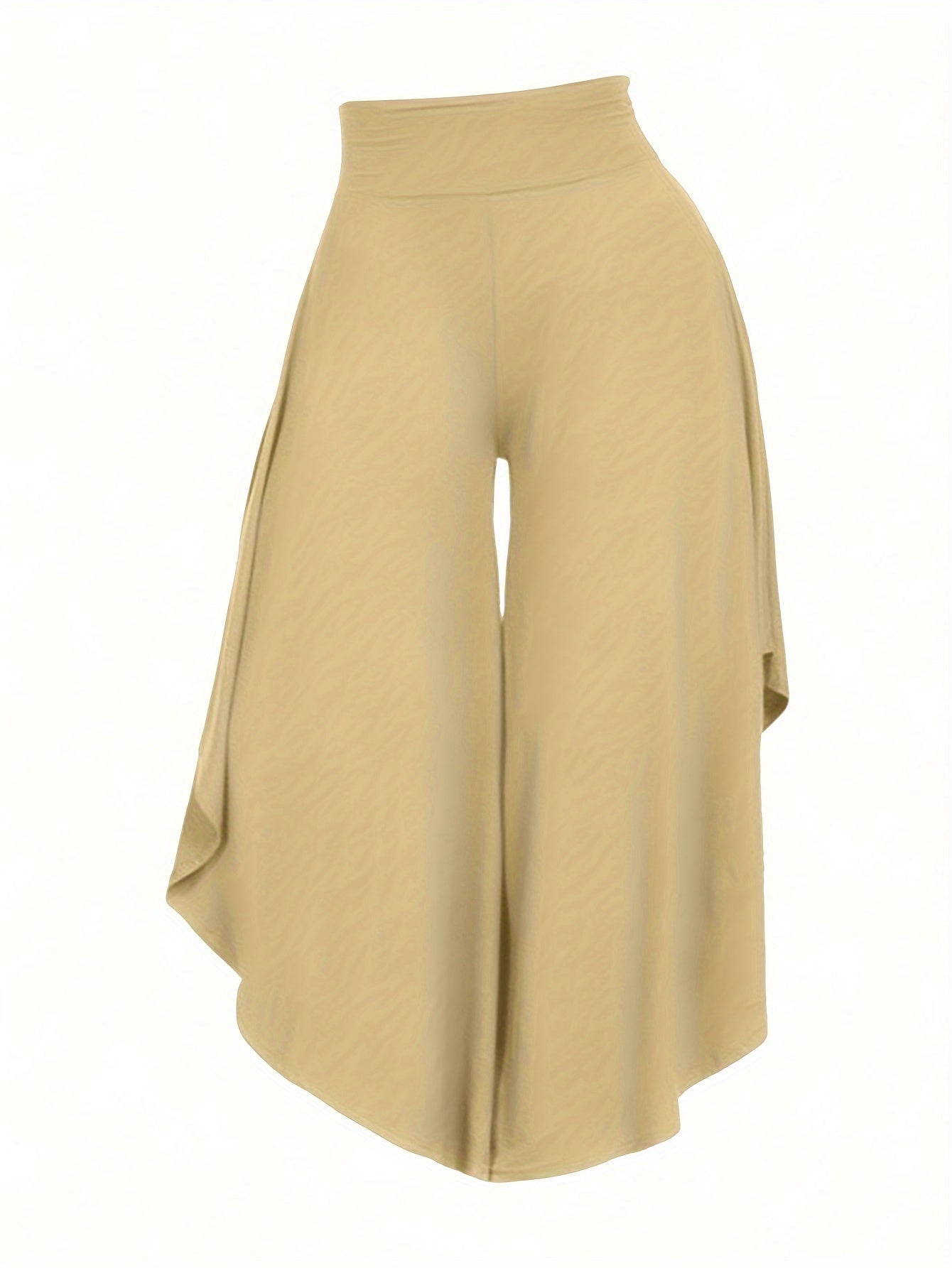 Solid Color Asymmetrical Wide-Leg Pants