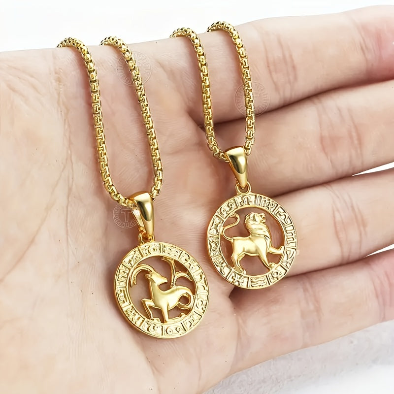 Women'S Men'S Pendant Necklaces 12 Horoscope Zodiac Sign Golden Aries Cancer Scorpio Aquarius Taurus Leo Gemini Virgo Libra Sagittarius Capricorn Pisces 12 Constellations Jewelry Gifts Perfect Birthday Christmas Valentine'S D