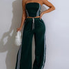 Loose-Fitting Striped Long Pants Set with a Bustier Top