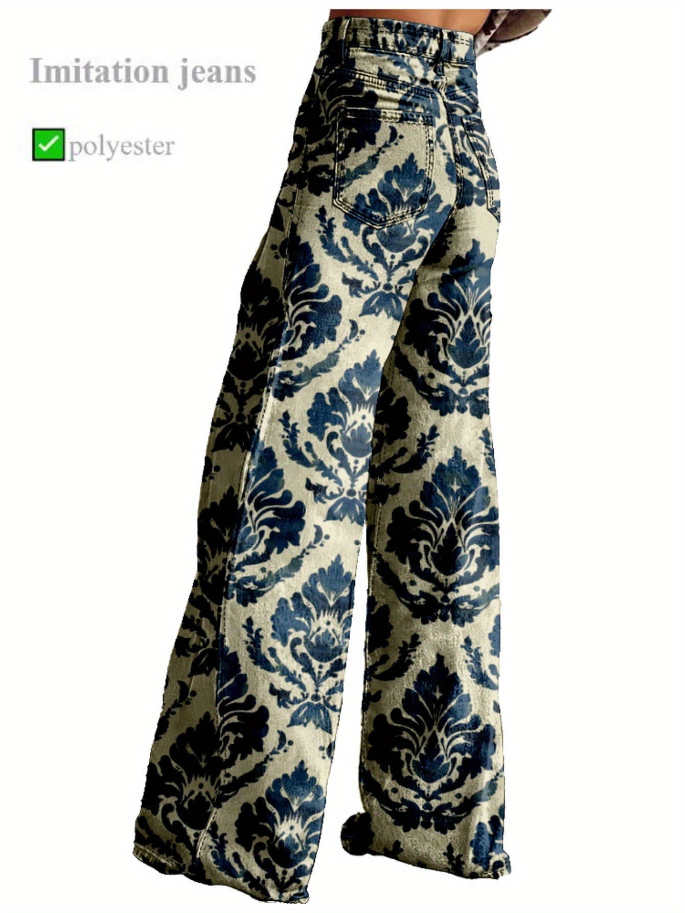 3D Printed Women's High-Waisted Wide Leg Pants - Abstract Floral Print Y2K Style Loose Baggy Flared Floor-Length Trousers, Polyester Casual Comfortable Machine Washable for Spring & Autumn, Spring Fall Attire | Y2K Fashion |