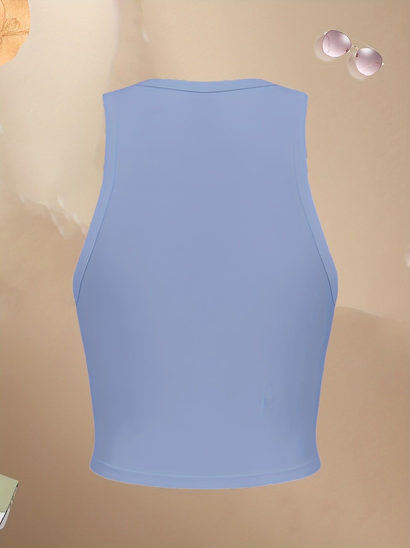 Women'S "The Gangsta" Graphic Crop Top Tank Top - Sleeveless, Light Blue with Money & Handshake Design, Casual Summer Tee for Adults, Casual Attire | Playful Print | Polyester Blen