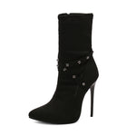 Womens European-style Mid-calf Boots With Slender High Heels