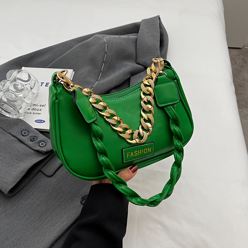 Stylish Women's Shoulder Bag with Adjustable Golden Chain Strap - Elegant Crossbody Handbag in Black, Khaki, or Orange, Perfect for Casual or Formal Occasions, Ladies Handbags