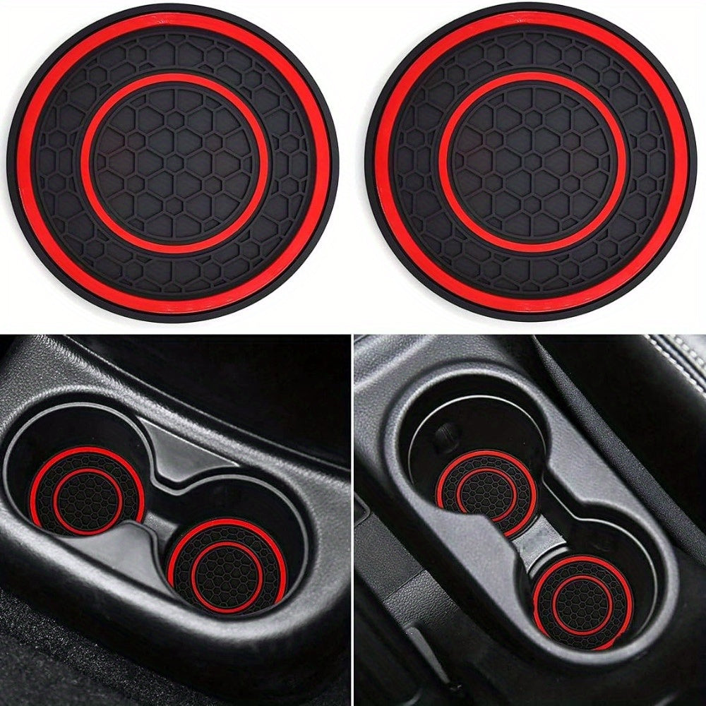 Advanced Silicone Vehicle-Mounted Cup Holder Coaster-Non-Slip, Dustproof, Easy to Clean-Suitable for Most Car Models, Red and Black Design