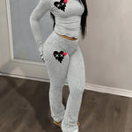 Fashionable Y2K Style Heart Print Set