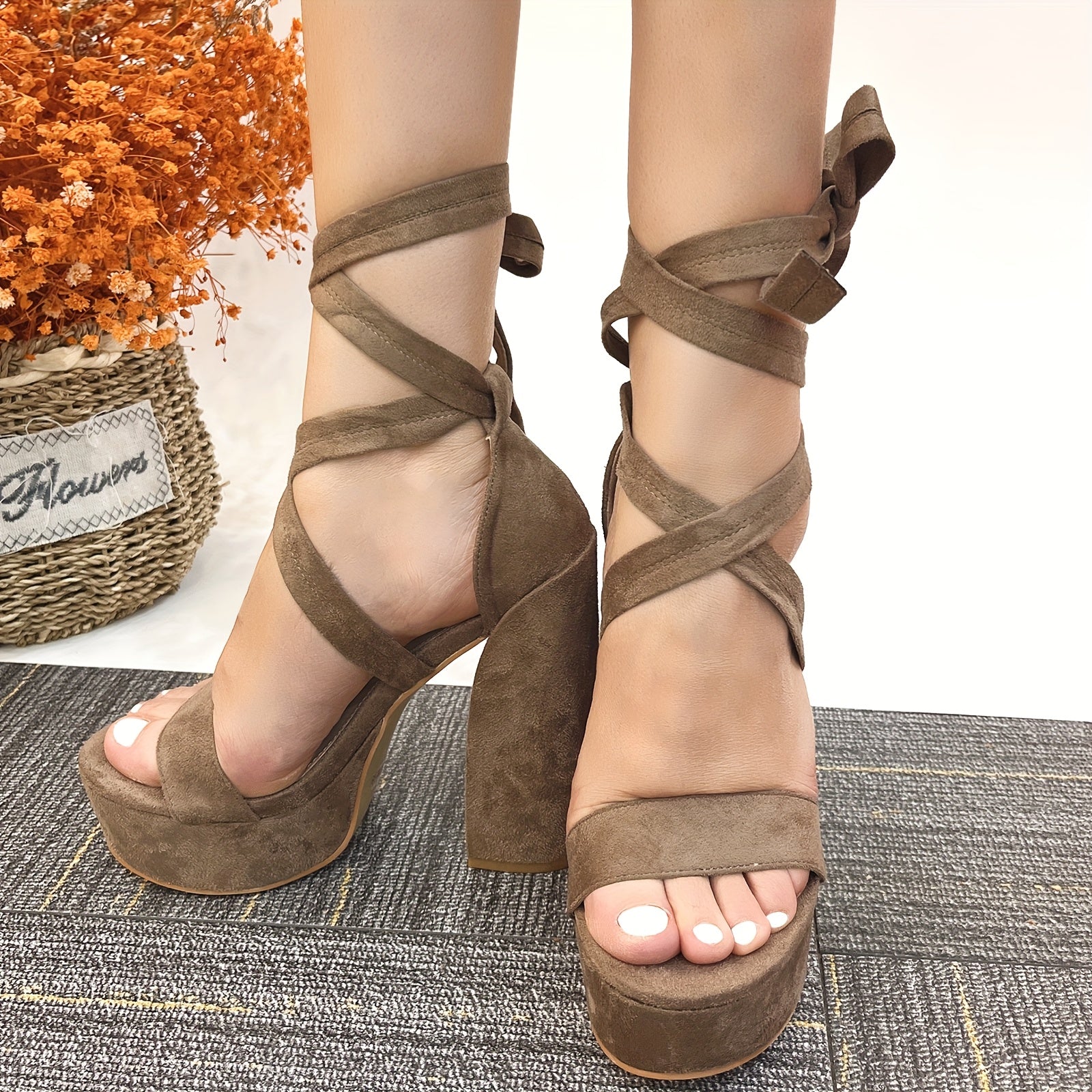 High Heels Chunky Block Platform Heels For Women Strappy Gladiator Sexy Open Toe Heels Dressy Pumps Sandals