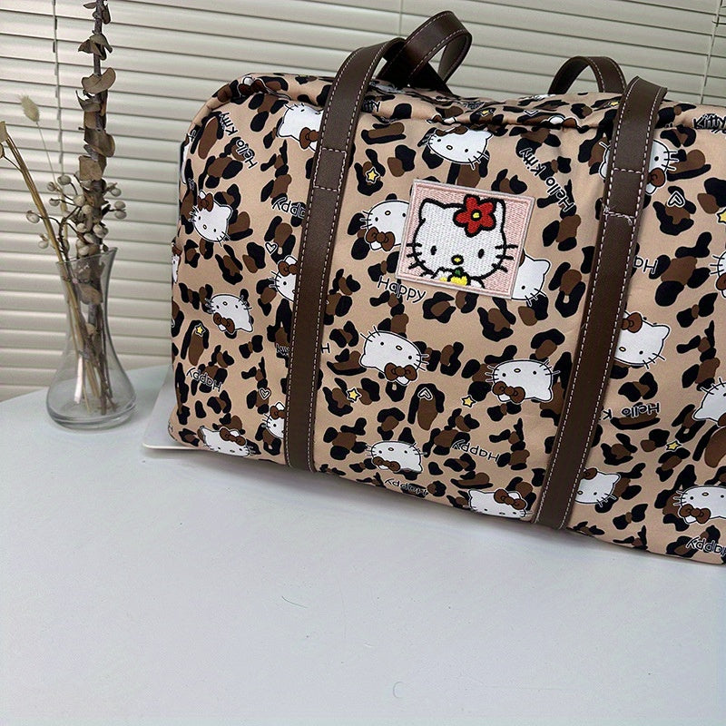 1 Sanrio for hello kitty Duffel Bag - Spacious Zipper Shoulder Tote with Vibrant Cat & Star Patterns, Durable Oxford Cloth, Perfect for Shopping & Daily Use | Ideal for Women, Everyday Tote Bag|Playful Accessory|Zippered Clos
