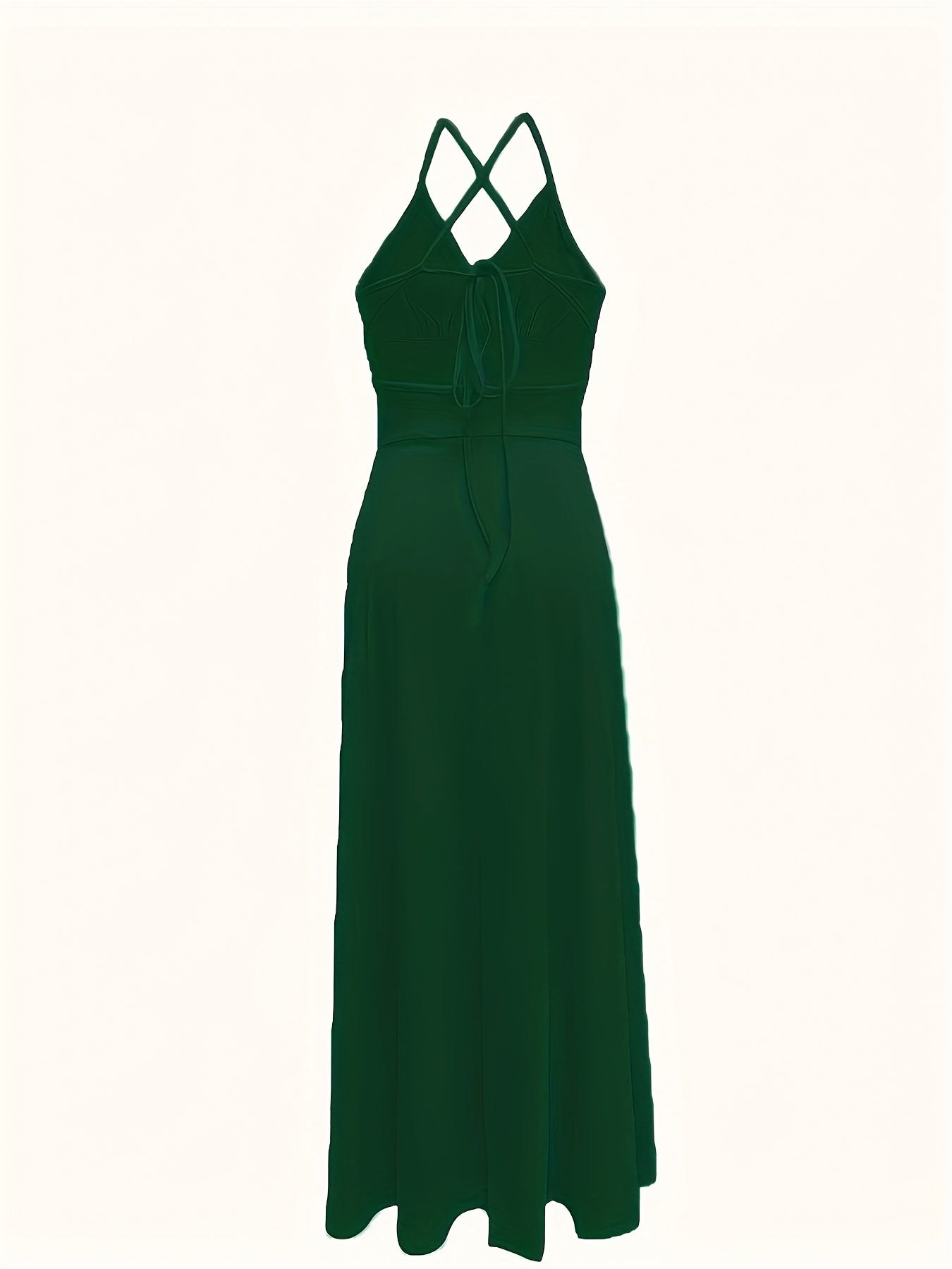 [Sensual Maxi Dress] Bright Yellow Polyester Women's Sexy Lace-Up Backless V-Neck Sleeveless Maxi Dress | with High-Low Hemline, Spring/Summer Elegant Party & Banquet Wear