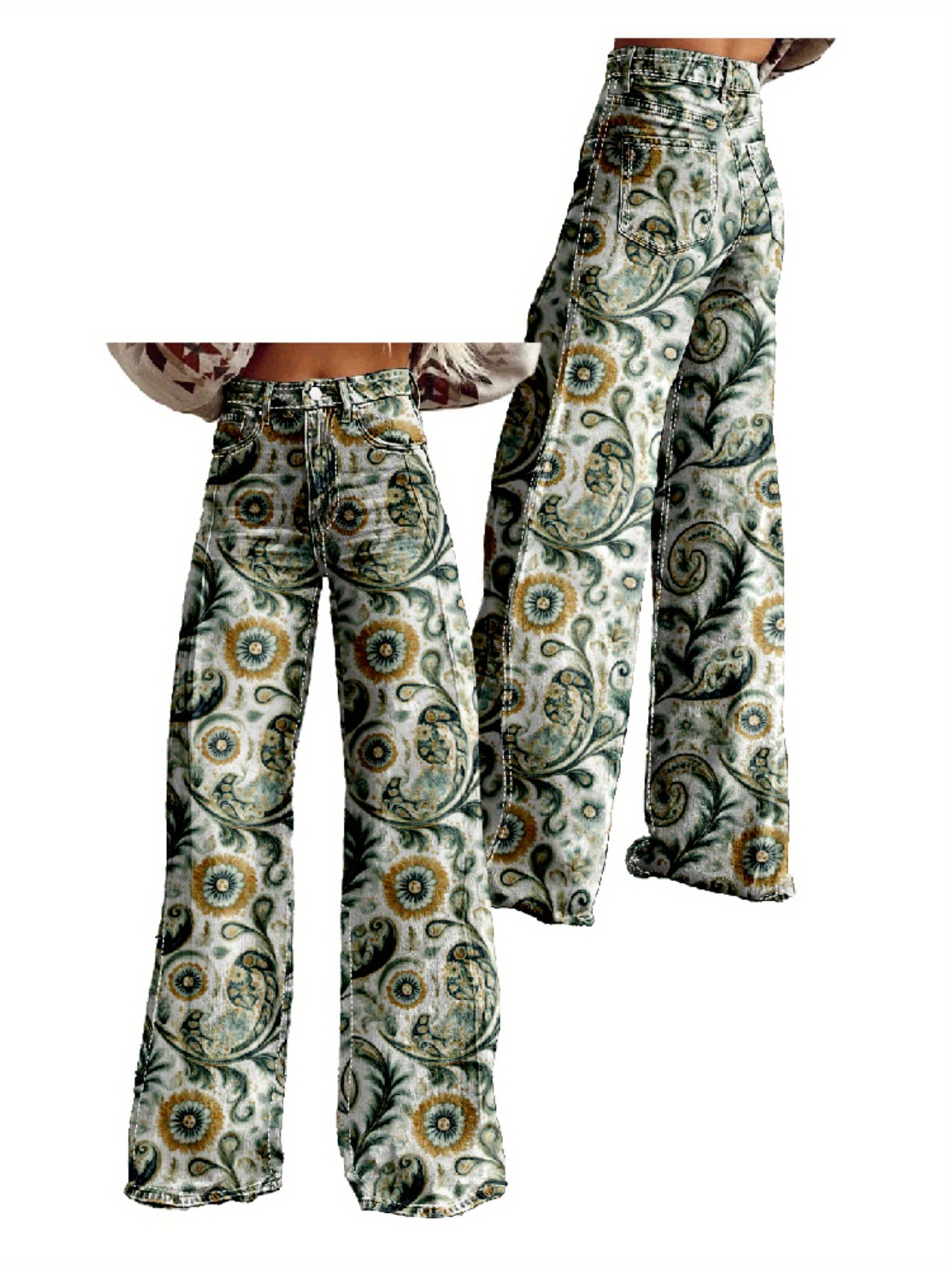 Y2K Women'S Pants Wide Leg Versatile Flared High Waisted Baggy Pants Abstract Geometry Element 3D Printed A Line Hanging Feel Casual Comfortable Loose Floor Length Pants Spring Autumn Polyester Hip Hop