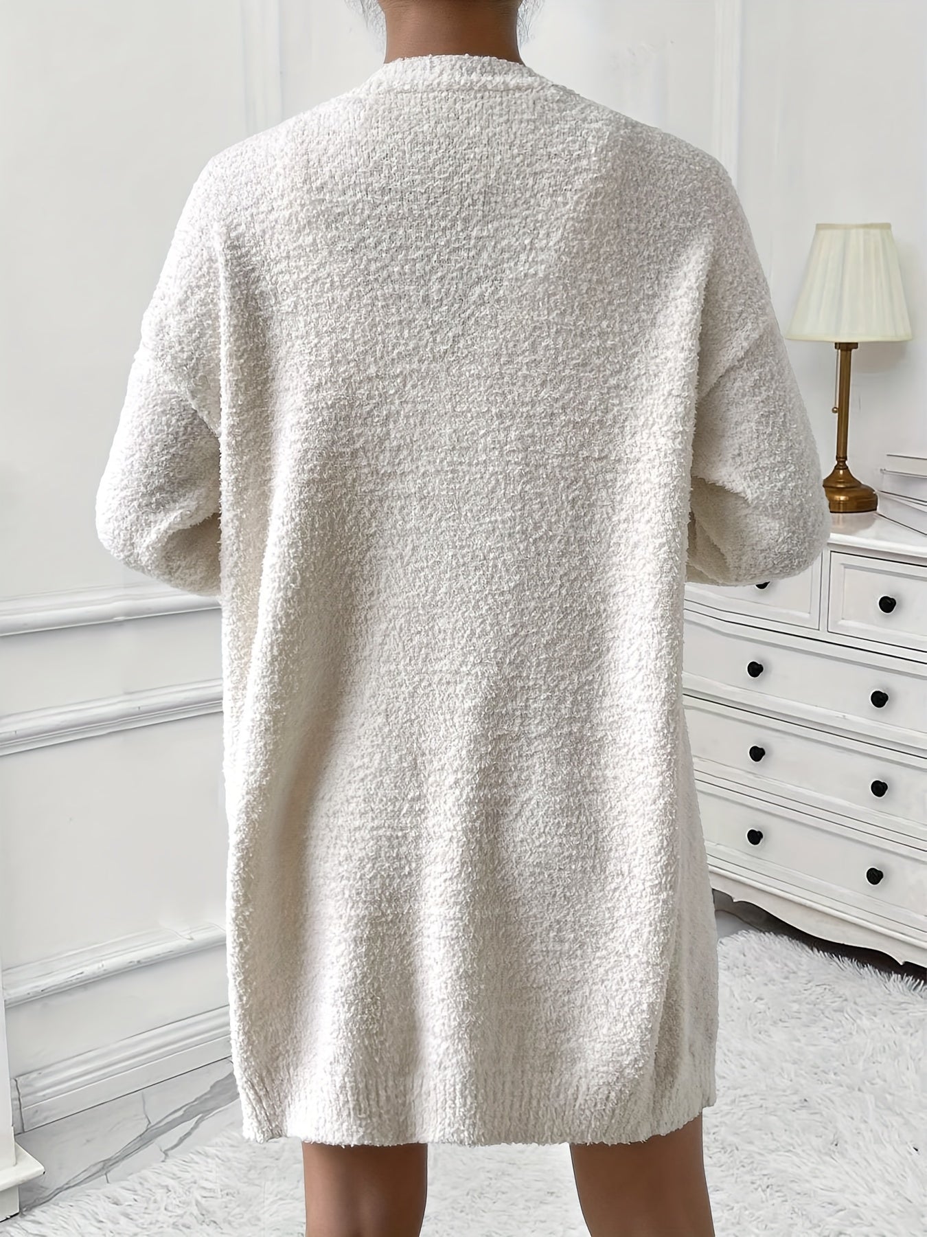 Women's Cozy Fleece Lounge Set – 3-Piece Warm Cardigan, V-Neck Tank Top & Shorts, Casual Homewear for Fall & Winter Comfort