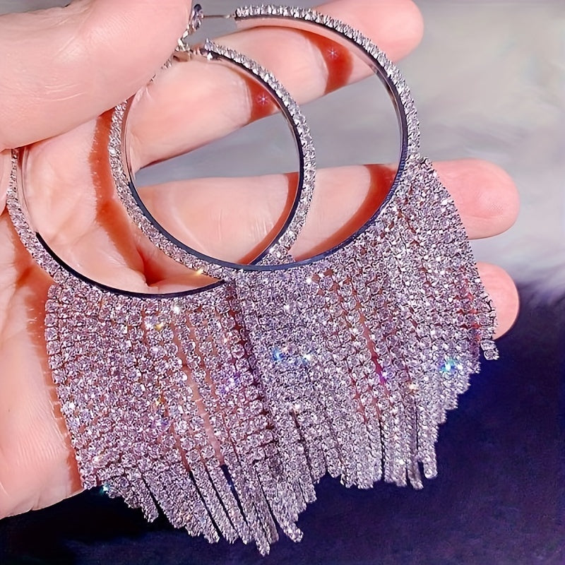 10 Pairs/ Lot Shiny Zircon Decor Dangle Earrings Simple Luxury Style Zinc Alloy Jewelry Gift For Friends