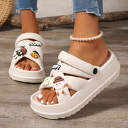 Perfect Easter Gift, Party Essential, 2025 Summer New Arrivals, Japanese and Korean Fashion, Women's Trendy Thick-Soled Fish Mouth Mules Slippers, Lightweight Breathable, Suitable for Home, Outdoor, Office, and Parties, Comfo