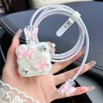 5pcs Butterfly Style iPhone Charging Cable Protection Set, TPU Material Charging Cable and Charger Head Protective Cover with Decorative Butterflies