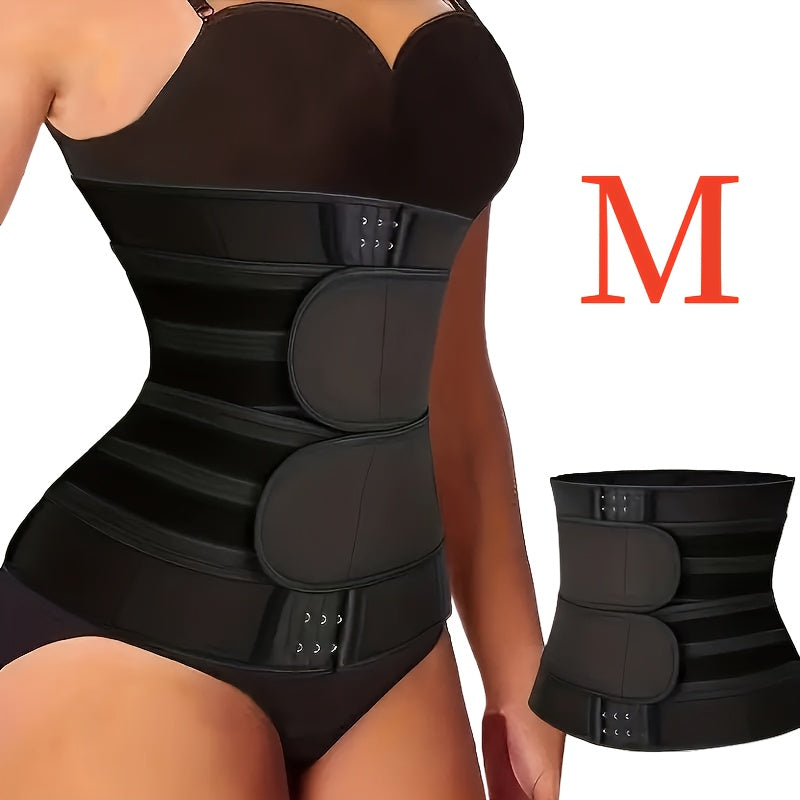 One Adjustable Size Waist Cincher Belt Black Buckle Double Waistband Shapewear
