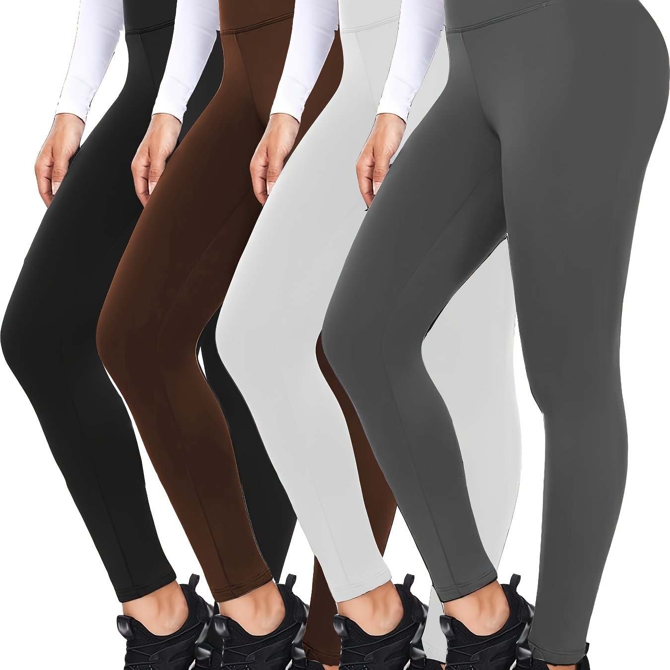 4pcs Set Of Soft And Elastic Women's High Waisted Tight Pants - Comfortable Fitness Yoga Pants, Suitable for Fitness, Exercise, And Daily Wear Casual Pants