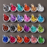 24pcs Hypoallergenic Hexagon Nail Glitter Sequins - Iridescent, Holographic Flakes for Stunning Manicures & Crafts - Assorted Colors, FULL BEAUTY