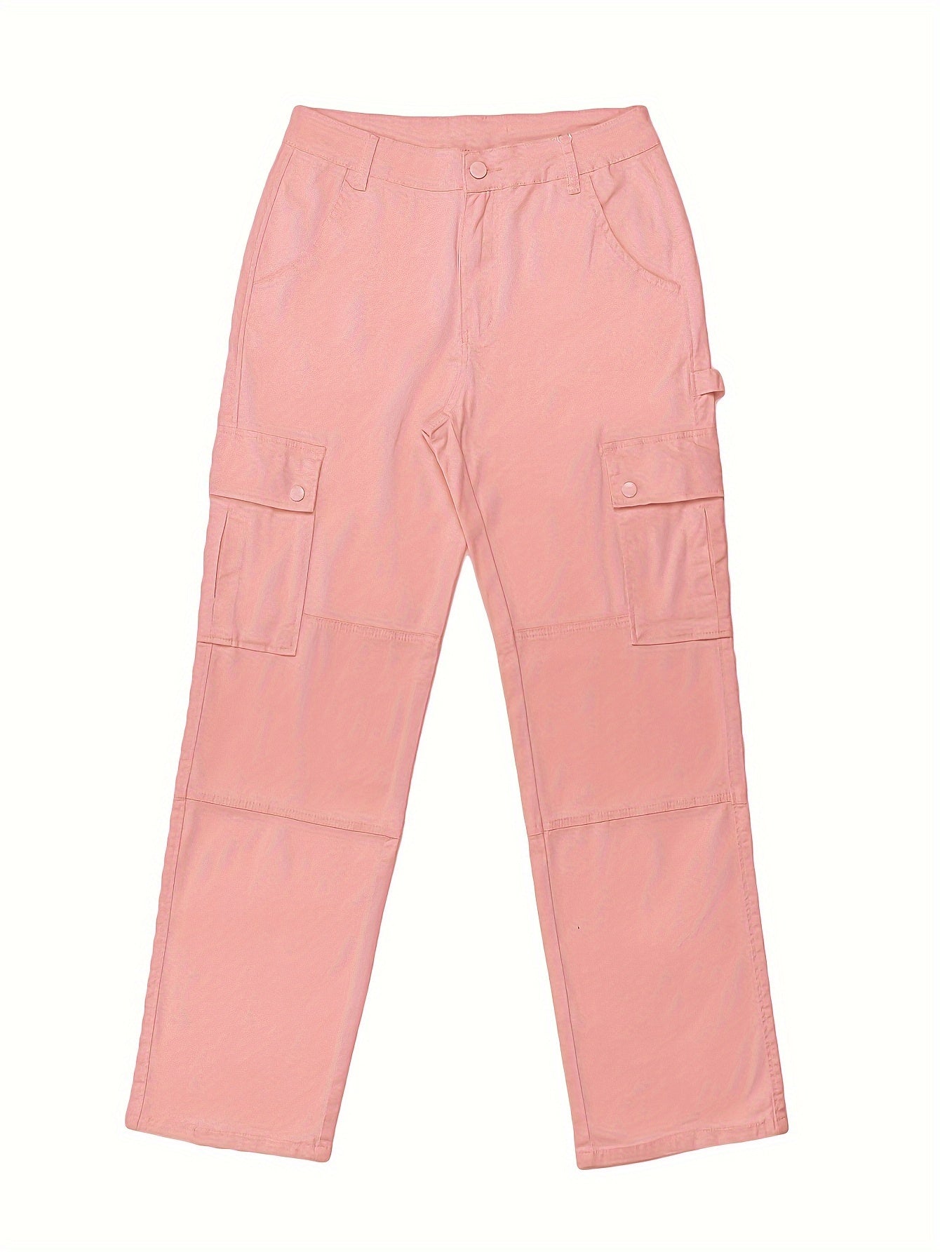 GILIPUR Pink Cargo Pants for Women - Retro Street Style, Multi-Pocket Utility Workwear, Machine Washable, Viscose and Elastane Blend