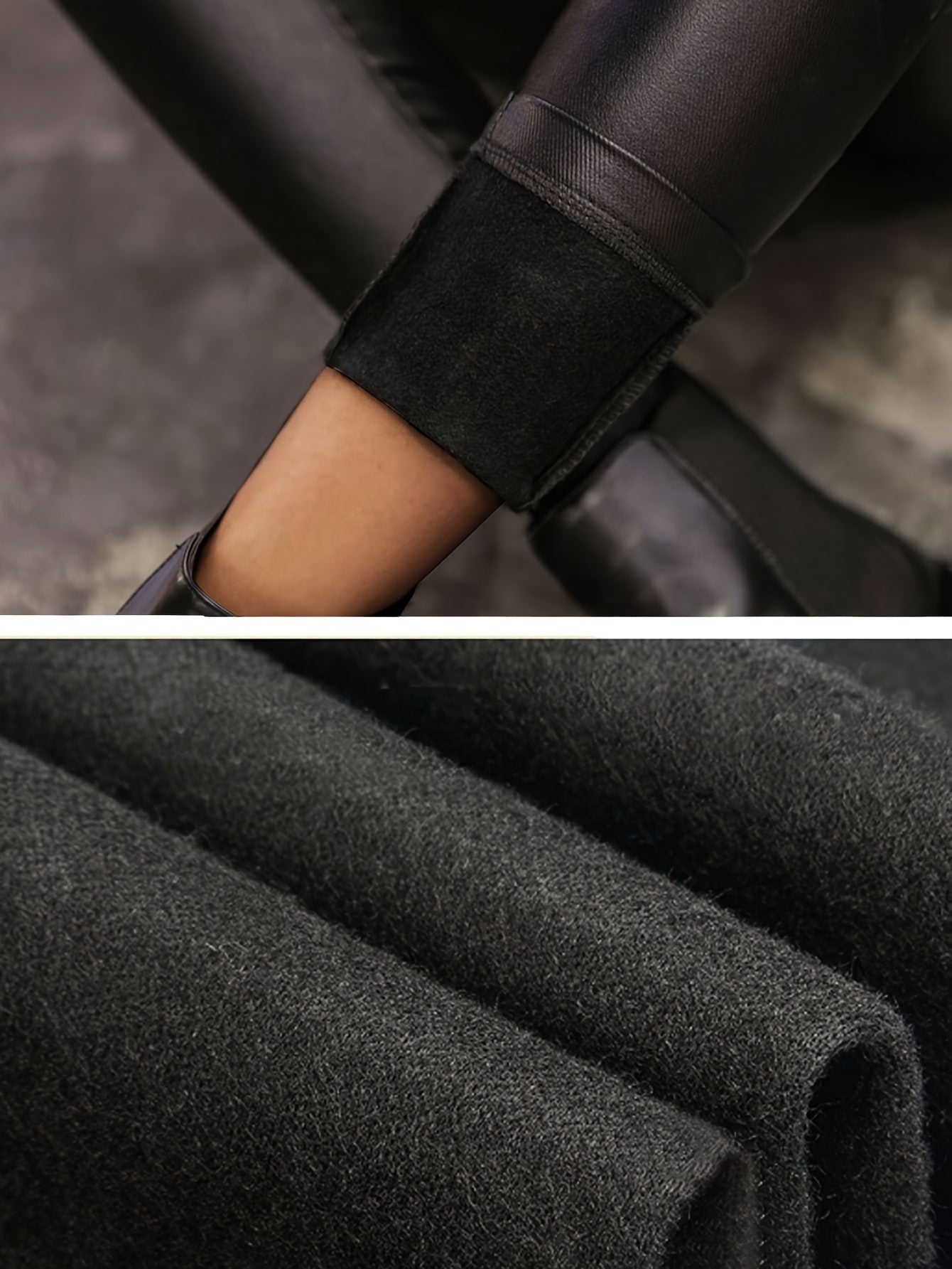 [High Waisted] Women's High-Waisted Leggings | Matte Black PU Leather | Stretchy, Warm, and Comfortable | All Seasons